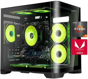 YEAH MAGIC Astral  S1 Gaming Desktop AMD Ryzen 5 5600GT 3.9GHz 16GB(8G*2) DDR4 3200 1T NVME SSD 7 ARGB Fan*7 Win 11 Home WIFI Gamer Desktop Computer Office Work 650W Gold PSU Black