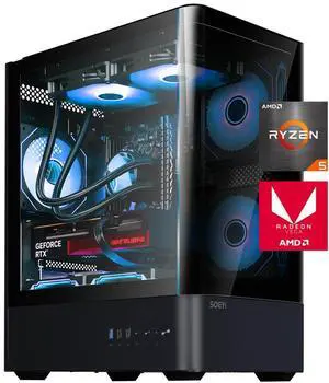 YEAH MAGIC Arcane Z1 Gaming Desktop, Ryzen 7 5700X, NVIDIA RTX 5060 ,32GB DDR4 RAM, 1TB M.2 NVMe SSD ,Windows 11 home,WIFI, Liquid Cooler , ARGB Fans , Pc for Gaming Design Office , Prebuilt Gaming Pc