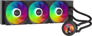 Gamepower Skadi LCD 360 AIO CPU Liquid Cooler, 2.1" Display for GIFs and Metrics, 360mm Radiator with 3X PWM ARGB HDB Fans, 14.5 W/mK thermal paste, Compatible with Intel LGA 1851, 1700, AMD AM4/AM5