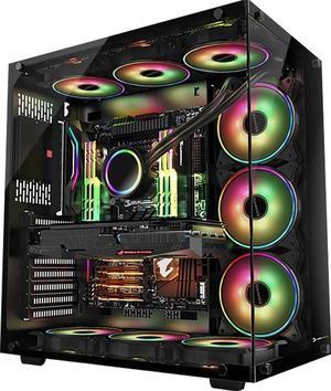 GamePower Warcry ATX MidTower Gaming PC Case with Tempered Glass  Aquarium Style Includes 6xARGB Fans with HUB Black