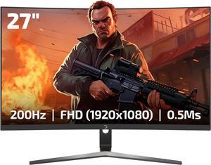 GAMEPOWER T50 27 Inch Curved Gaming Monitor, 200Hz 1080p Display, 0.5ms Response Time, VA Panel, AMD FreeSync, HDR Support, 125% sRGB, RGB Backlight, Dual Speakers, Zero Frame Design, HDMI/DP, 1500R