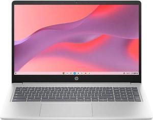 HP Chromebook 15a-nb0013dx 15.6" Intel Processor N200 up to 3.7 GHz 8GB RAM 64GB eMMC Intel UHD Graphics ChromeOS Laptop, Natural Silver  - 7J267UA