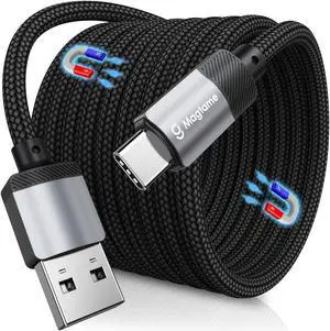 Magtame USB C Cable, Magnetic USB A to USB C Cable for iPhone 15 Pro Max Plus, Nylon Braided Coiled Type C Fast Charging Cable for Samsung, for iPad, USB C Device Black 5 ft. Magtame USB C Cable, Magnetic USB A to USB C Cable for iPhone 15 Pro Max Plus, Nylon Braided Coiled Type C Fast Charging Cable for Samsung, for iPad, USB C Device Black 5 ft.