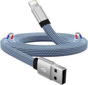 Magtame Magnetic Lightning Cable, Coiled iPhone Charger Cord Braided iPhone Charging Cable, MFi Certified Compatible with iPhone 14 13 13Pro 12 11 Max XS XR X 8 7 SE Flat Blue 3.3 ft.