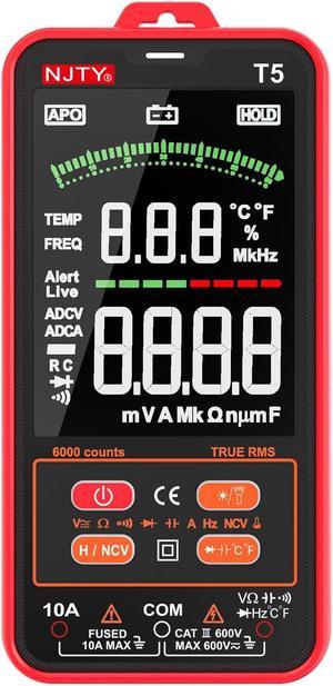 DURFICST T5 6000 Counts True RMS Digital Multimeter Universal Tester 3.8 inch Large LCD Display Multi-Tester 600V Voltmeter 10A Ammeter AC/DC Voltage and Current Resistance Acitance Temperature