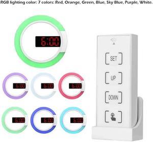 DURFICST Remote Control Digital Wall Clock with 7 Color Night Light and Temperature Display for Home Decoration