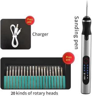 DURFICST Cordless Rotary Tool, Rechargeable Engraving Pen with 300mAh Battery, Adjustable Speed Electric Carving Pen, Portable Woodworking Engraving Tool for Sanding, Carving (Silver)