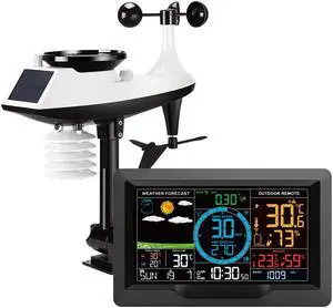 DURFICST FJ3390A Multifunctional Professional Weather Station, Temperature, Humidity, Wind Speed and Precipitation Detection, Weather Forecast Clock
