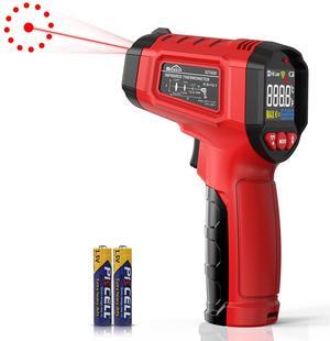 SQECH Infrared Thermometer Gun,Laser Thermometer Gun -58~1112(-50~600) ,Non-Contact Temperature Gun with Adjustable Emissivity&Color Backlight for Cooking, Pizza Oven,BBQ,Fridge,Engine,HVAC(Red)
