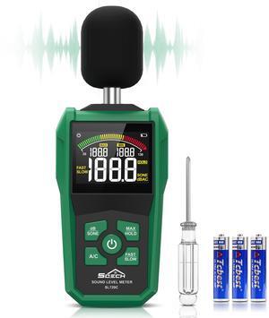 SQECH Decibel Meter,Digital Sound Level Meter with Color Backlit Screen,Portable SPL Meter with A/C Weighted,dB/SONE Unit,FAST/SLOW Response,MAX/MIN,Data Hold,Range 30-130dB,for Home/Office/Factories