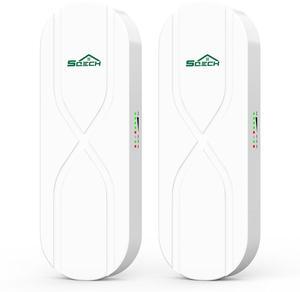 SQECH Wireless Bridge,WB503X-S Point to Point Wireless Bridge with 100/100Mbps LAN Ports, 3KM 5.8G WiFi Bridge for PTP/PTMP with 14dBi High Gain Antenna,24V-55V POE Power Supply,2 RJ45 LAN Port,2 Pack
