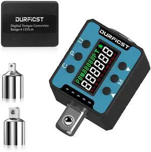 DURFICST Digital Torque Wrench,1/2" Digital Torque Adapter with Backlight/Alarm, Electronic Torque Wrench Converter with ±2% Accuracy, Range 4-135 N.m,Buzzer and LED Indicator, for Automotive Repair.
