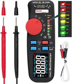 DURFICST ADM92CL PRO Dual Mode TRMS Mini Multimeter AC/DC Voltage Current Resistance Diode Capacitance Frequency Meter 6000 Counts Display with Data Hold Backlight Auto Power Off Function