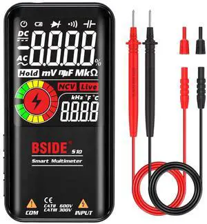 DURFICST S10 Intelligent 9999 Counts Digital Multimeter LCD AC/DC Voltmeter Ohmmeter Resistance Test Capacitance Frequency Continuity Diode Live Line NCV with Flash Light Data Hold