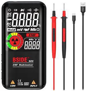 DURFICST Smart Digital Multimeter Auto Range 9999 Counts Rechargeable EMF Detector Electromagnetic Radiation Tester Capacitance Resistance Diode Voltage Current Measurement