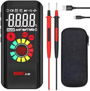 DURFICST A10 Mini Rechargeable Digital Multimeter Large Color LCD 6000 Counts Auto Range Voltage Resistance Continuity Tester, NCV Diode Capacitance Tester with Beep Sound Flashlight