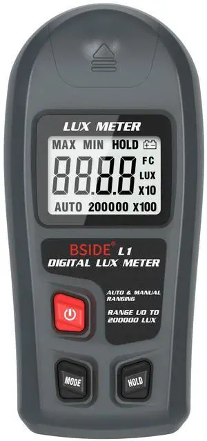 DURFICST L1 Digital Lux Meter Auto Ranging Light Meters 0-200,000 Lux Data Hold Handheld Photometer for Gardening Photography Plants Grow Lamp Ambient Light