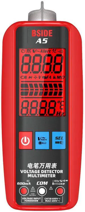 DURFICST A5 Smart Digital Multimeter Auto Current Tester Large Screen Multifunction Voltmeter with NCV VFD Voltage Tester Resistance Capacitance Frequency Continuity Diode Temperature