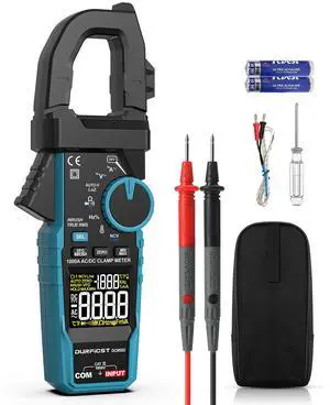 DURFICST Clamp Meter  Digital Inrush Clamp Multimeter AC/DC 1000A 6000 Counts Amp Voltage Tester with VFD, LOZ Mode,Measures AC/DC Current Voltage NCV Temperature Resistance Capacitance Frequency