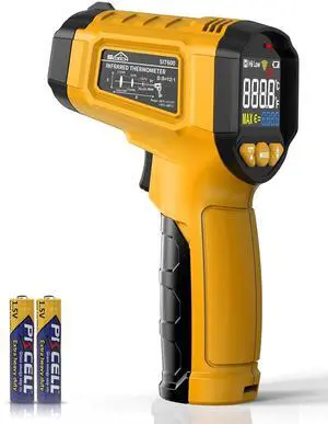 Infrared Thermometer Gun,SQECH Laser Thermometer Gun -58~1112(-50~600),Non-Contact Temperature Gun with Adjustable Emissivity&Color Backlight for Cooking, Pizza Oven,BBQ,Fridge,Engine,HVAC(Yellow)