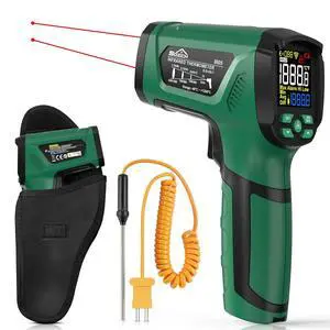 Infrared Thermometer Gun,SQECH Laser Thermometer Gun -40~2192(-40~1200),50:1 Non-Contact High Temp Thermometer with Thermocouple Probe,Color Backlight,Adjustable Emissivity,for Industry&Home