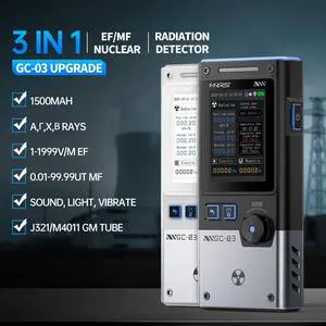 DURFICST GC-03 Geiger Counter Electromagnetic Detector, 3IN1 Nuclear Radiation Detector EMF Meter, Not Support RF Detection, Handheld Rechargeable Radiation Dosimeter, Beta Gamma X-ray Radiation