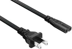CableLeader 8ft 18 AWG Notebook Power Cord, Non-Polarized IEC320 C7 to 2 Prong NEMA 1-15P, Replacement for PS5 & PS4, Printers, TVs, Black