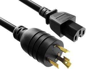 CableLeader 6ft NEMA L6-20P to C15 Heavy-Duty Locking Power Cord 14 AWG 15A/250V SJT High Voltage Extension Cord, Twist-Locking Cord, UL Listed, Black