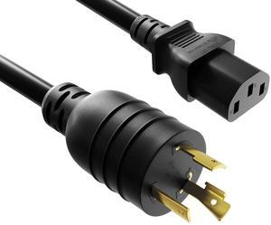 CableLeader 6ft NEMA L6-20P to C13 Heavy-Duty Locking Power Cord 14 AWG 15A/250V SJT High Voltage Extension Cord, Twist-Locking Cord, UL Listed, Black