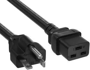 CableLeader 6ft 12AWG NEMA 5-20P to C19 Heavy Duty Power Cord, 20A/125V, Power Supply Cable, Industrial Cable for Data Center & Server Room, UL Listed, Black