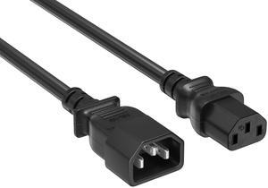 CableLeader 12ft IEC-320 C13 to C14 Heavy-Duty Power Extension Cord 18 AWG 10A/250V SJT, Computer to PDU CPU Power Extension Cable, PC Power Cable, UL Listed, Black