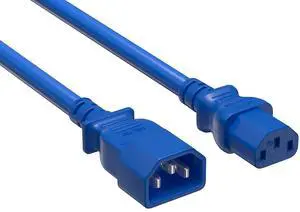 Cable Leader 14 AWG 3 ft Extension Power Cable IEC320 C13 to IEC320 C14, 15 Amp, 250 Volt, Computer, PDU, UPS, Blue Power extension Power Cord