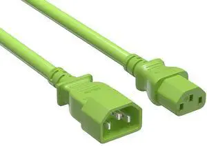 Cable Leader 14 AWG 6 ft Extension Power Cable IEC320 C13 to IEC320 C14, 15 Amp, 250 Volt Green Computer, PDU, UPS, Power extension Power Cord