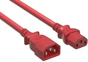 Cable Leader 14 AWG 2 ft Extension Power Cable IEC320 C13 to IEC320 C14, 15 Amp, 250 Volt, Computer, PDU, UPS, Red Power extension Power Cord