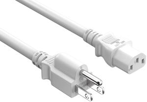 CableLeader 3ft 14 AWG Universal Power Cord IEC320 C13 to NEMA 5-15P, Extension Power Cord, Compatible with Computers, Monitors, Printers & TVs, White, Pack of 1