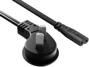 CableLeader 1ft Ultra Low Profile NEMA 1-15P Angled to C7 Non-Polarized Power Cord 18AWG SPT-2 7A/125V, Black