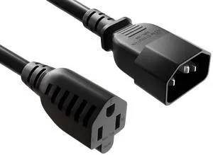 CableLeader 1ft 18 AWG NEMA 5-15R to C14 Monitor Power Adapter Cord, 10A/125V, Computer Equipment to PDU Power Cord, Black