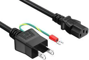 CableLeader 6ft IEC-320-13 to JIS 8303 Japan Power Cord with Ground, 18AWG, 7A/125V, Black