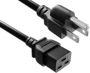 CableLeader 10ft 14 AWG Power Cord NEMA 5-15P to IEC320 C19 Three Horizontals, 15A/125V, Power Line for servers, high-power computers, PDUs, UPS systems, Black