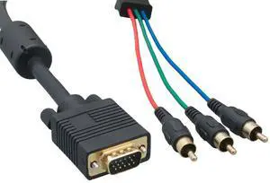 CableLeader HD15 Male to RCA Male X 3 GOLD 10FT BLACK