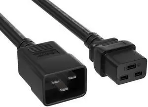 CableLeader 2ft 12 AWG Heavy Duty Power Cord IEC320 C20 to IEC320 C19, 20A 250V, Extension Cable for PDUs, UPS Systems & Servers, Black
