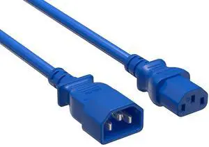 CableLeader 3ft IEC-320 C13 to C14 Heavy-Duty Power Extension Cord 18 AWG 10A/250V SJT, Computer to PDU CPU Power Extension Cable, PC Power Cable, UL Listed, Blue