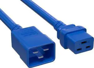 CableLeader 3ft 12 AWG Heavy Duty Power Cord IEC320 C20 to IEC320 C19, 20A 250V, Extension Cable for PDUs, UPS Systems & Servers, Blue