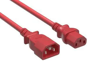 CableLeader 8ft IEC-320 C13 to C14 Heavy-Duty Power Extension Cord 18 AWG 10A/250V SJT, Computer to PDU CPU Power Extension Cable, PC Power Cable, UL Listed, Red