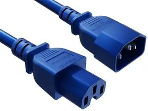 CableLeader 2ft IEC-60320 C14 to C15 PDU Server Power Cord 14AWG 15A/250V SJT, Blue