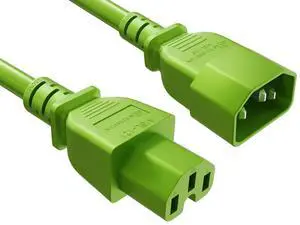 CableLeader 10ft IEC-60320 C14 to C15 PDU Server Power Cord 14AWG 15A/250V SJT, Green