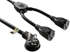 Cable Leader 36in NEMA 5-15P Low Profile Angled to 2x 5-15R Power Splitter Cord, 14 AWG SJT 15A/125V, Black - 1 to 2 Y Splitter for Outlets, PC & Equipment, UL Listed Cable Leader 36in NEMA 5-15P Low Profile Angled to 2x 5-15R Power Splitter Cord, 14 AWG SJT 15A/125V, Black - 1 to 2 Y Splitter for Outlets, PC & Equipment, UL Listed