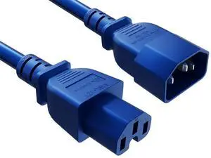Cable Leader 5ft IEC C14 to C15 Heavy Duty PDU Power Cord, 14 AWG SJT 15A/250V, Blue - Server Rack Jumper Cable for Network Switches & Hot Equipment, IEC Jumper, UL Listed Cable Leader 5ft IEC C14 to C15 Heavy Duty PDU Power Cord, 14 AWG SJT 15A/250V, Blue - Server Rack Jumper Cable for Network Switches & Hot Equipment, IEC Jumper, UL Listed