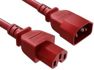 Cable Leader 5ft IEC C14 to C15 Heavy Duty PDU Power Cord, 14 AWG SJT 15A/250V, Red - Server Rack Jumper Cable for Network Switches & Hot Equipment, IEC Jumper, UL Listed Cable Leader 5ft IEC C14 to C15 Heavy Duty PDU Power Cord, 14 AWG SJT 15A/250V, Red - Server Rack Jumper Cable for Network Switches & Hot Equipment, IEC Jumper, UL Listed