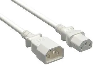 Cable Leader 4ft C13 to C14 Heavy Duty Power Extension Cord, 18AWG, 10A/250V, SJT, White, UL Listed, for Server Rack & PDU Cable Leader 4ft C13 to C14 Heavy Duty Power Extension Cord, 18AWG, 10A/250V, SJT, White, UL Listed, for Server Rack & PDU